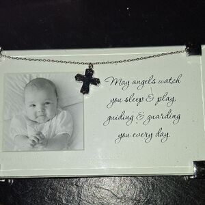 Mud Pie Black and White Baby Photo Frame with Cross